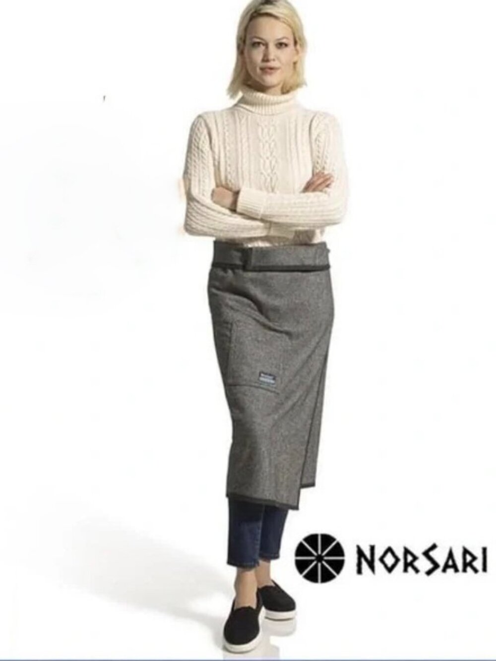 Lightweight Norsari Wool Wrap Skirt Blanket Med NEW NWT The Black & White Steel